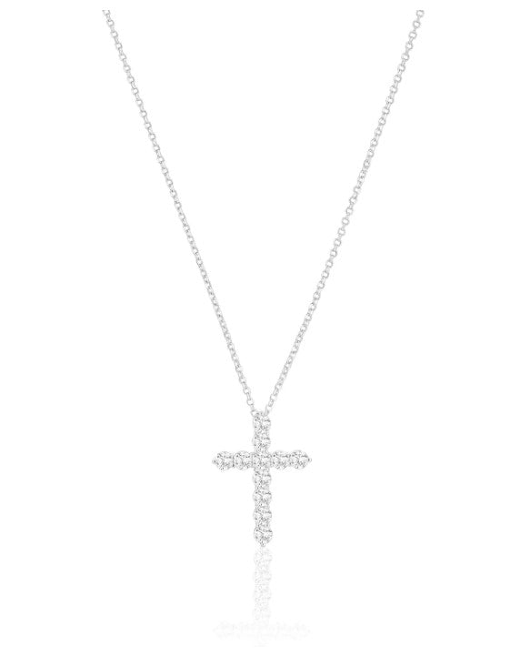 BELLUNO CROCE - STERLING SILVER, WITH WHITE ZIRCONIA NECKLACE