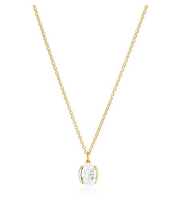 ELLISSE CAREZZA NECKLACE - 18K GOLD PLATED, WITH WHITE ZIRCONIA