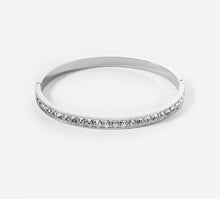 Load image into Gallery viewer, Bangle stainless steel &amp; crystals silver crystal 17cm
