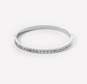 Bangle stainless steel & crystals silver crystal 19cm