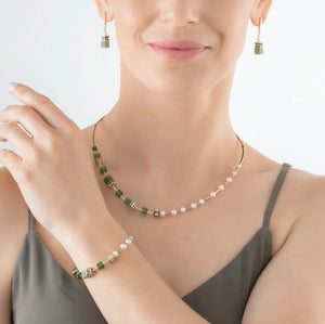 GeoCUBE® Fusion Precious Pearl Mix gold-green Bracelet