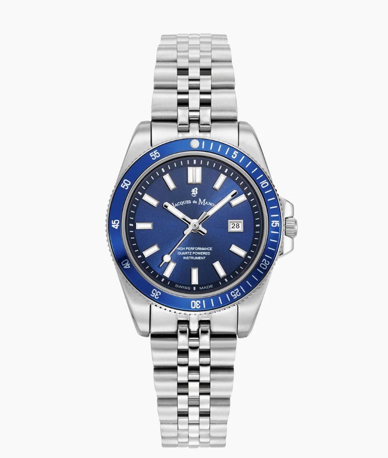 Inspiration Active 33mm Three-hands Date Silver-tone Blue dial Stainless steel swiss watch