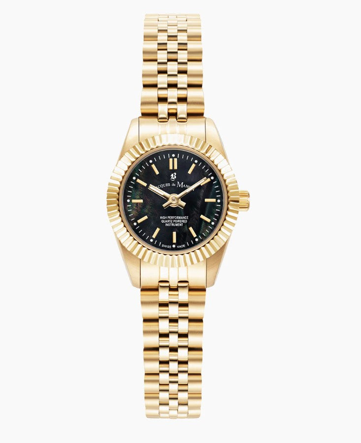 Mini Inspiration 22mm Two-hands Gold-tone Black dial Stainless steel swiss watch