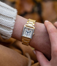 Load image into Gallery viewer, Emily 22x19mm Two-hands Gold-tone White dial with Stones Stainless steel swiss watch
