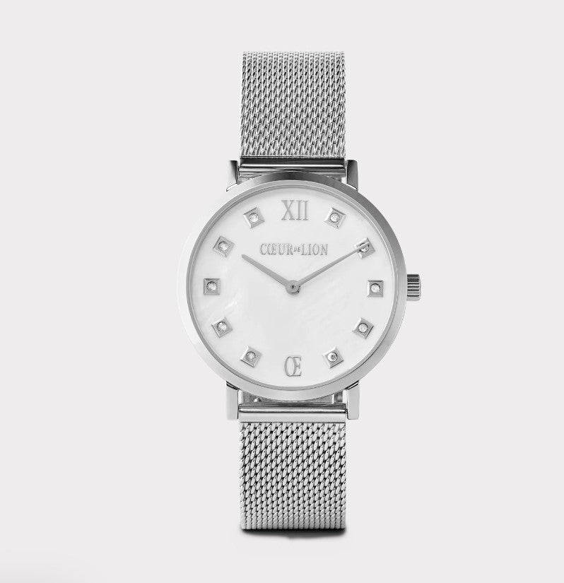 Watch Round Mother-of-Pearl Milanaise Stainless Steel Silver