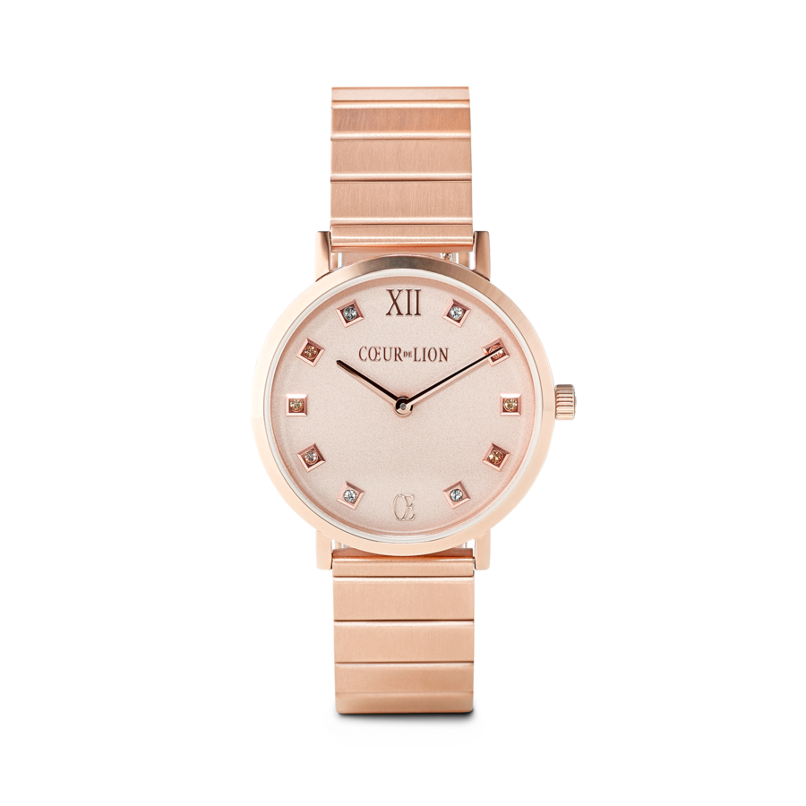 Watch Iconic Square Mother-of-Pearl Rose Gold Bracelet Leather Romantic Pink