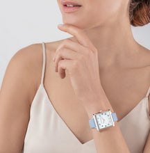 Load image into Gallery viewer, Watch Iconic Square Mother-of-Pearl Silver Bracelet Leather Cool Blue
