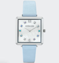 Load image into Gallery viewer, Watch Iconic Square Mother-of-Pearl Silver Bracelet Leather Cool Blue
