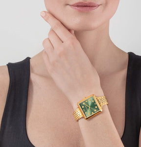 Watch Iconic Square Glamorous Green Stainless Steel Gold