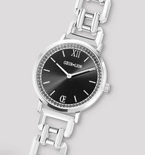 Load image into Gallery viewer, Watch Round Sparkling Mysterious Black Statement silver

