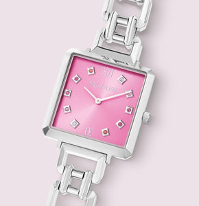 Iconic Cube Statement Watch Viva Magenta silver