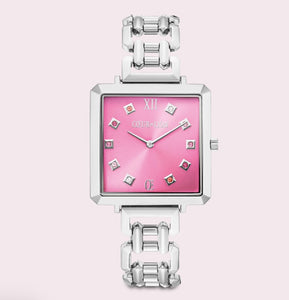 Iconic Cube Statement Watch Viva Magenta silver