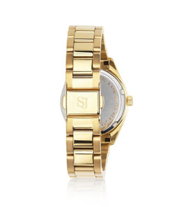 WATCH VALERIA - GOLD PLATED STAINLESS STEEL WITH PINK SUNRAY DIAL AND WHITE ZIRCONIA