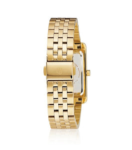 MARTINA - GOLD PLATED STAINLESS STEEL WITH DARK BLUE SUNRAY DIAL AND WHITE ZIRCONIA