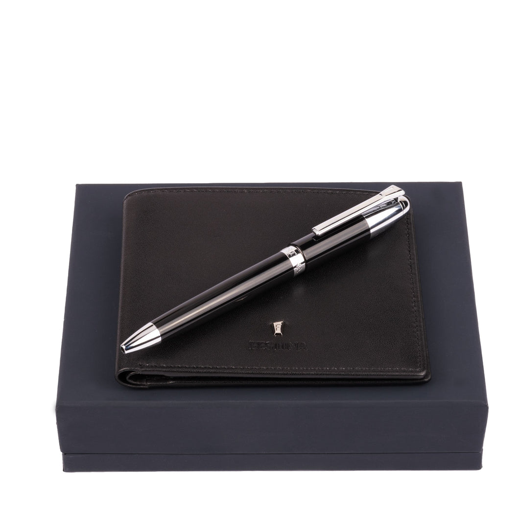 Festina Black Ball Point Pen and Wallet Set