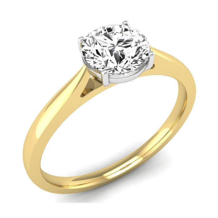 9ct Yellow Gold ring with a Solitaire Diamond set in a White Gold setting.