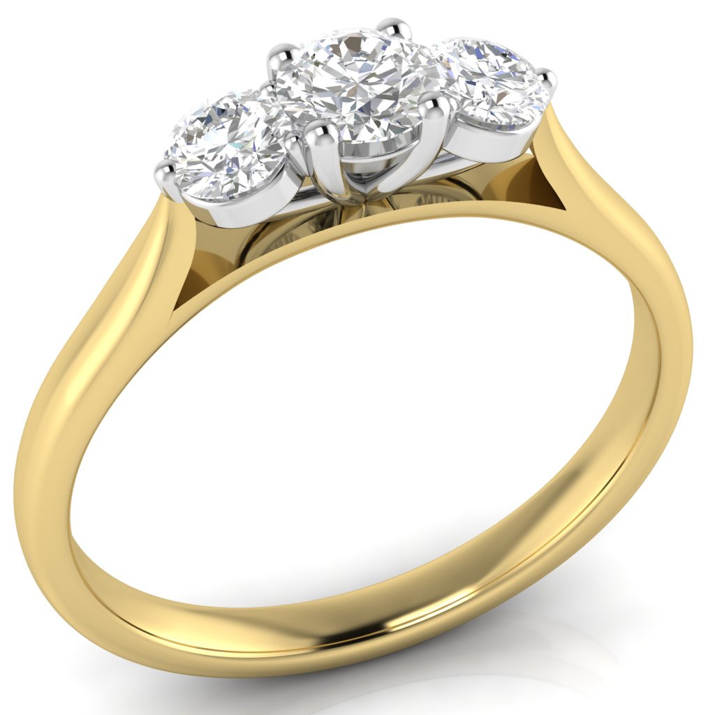 18ct Yellow Gold 3 Stone Trilogy Ring