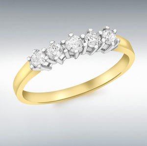 9ct Yellow Gold 0.5ct Diamond 5-Stone Ring