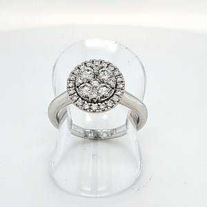 18ct White Gold Ring set with 29 Round Diamonds in a Halo setting