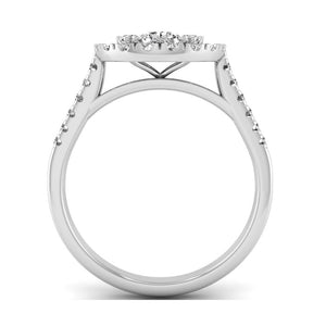 9ct White Gold Diamond Set Halo Cluster Ring