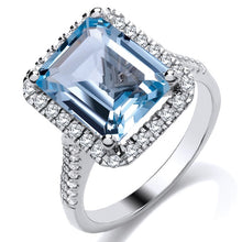 Load image into Gallery viewer, 9ct White Gold Blue Topaz Ring.
