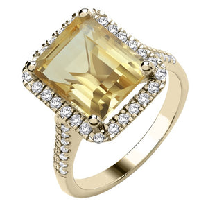 9ct Yellow Gold Citrine and Diamond set Ring