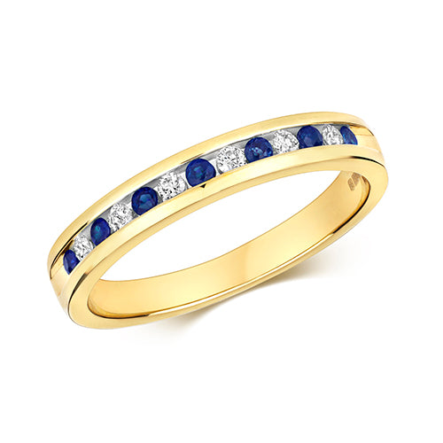 18CT Yellow Gold Diamond & Sapphire Ring