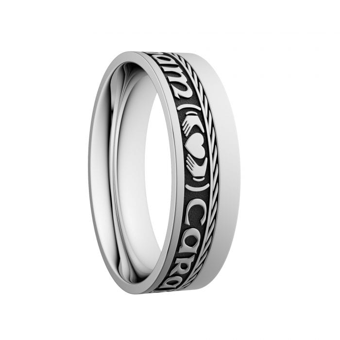 Comfort Fit Mo Anam Cara “Soul Mate” Wedding Ring with Single Rail