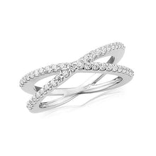 Load image into Gallery viewer, Waterford Crystal Sterling Silver White Cubic Zirconia Set Slim Crossover Ring
