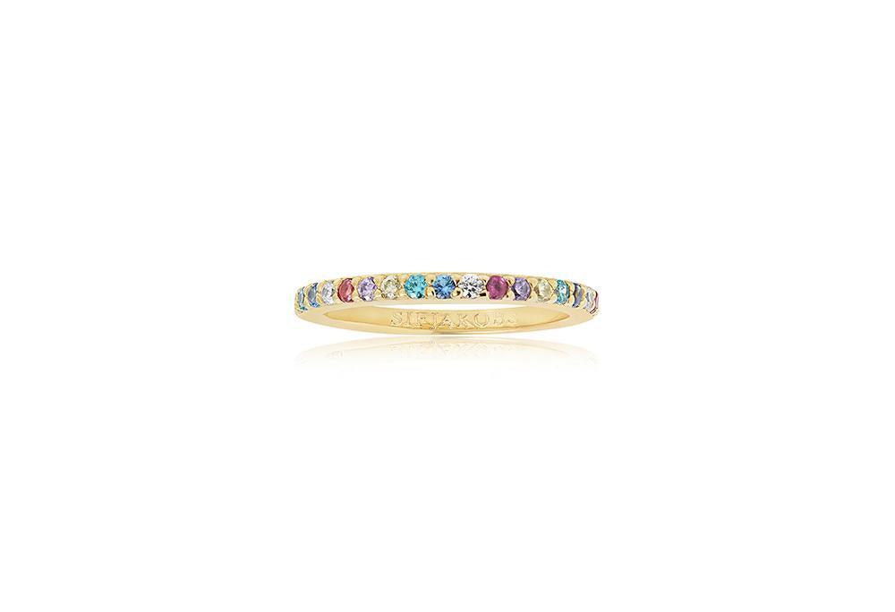 Sif Jakobs Ring Corte Uno 18K Gold Plated With Multicoloured Cubic Zirconia