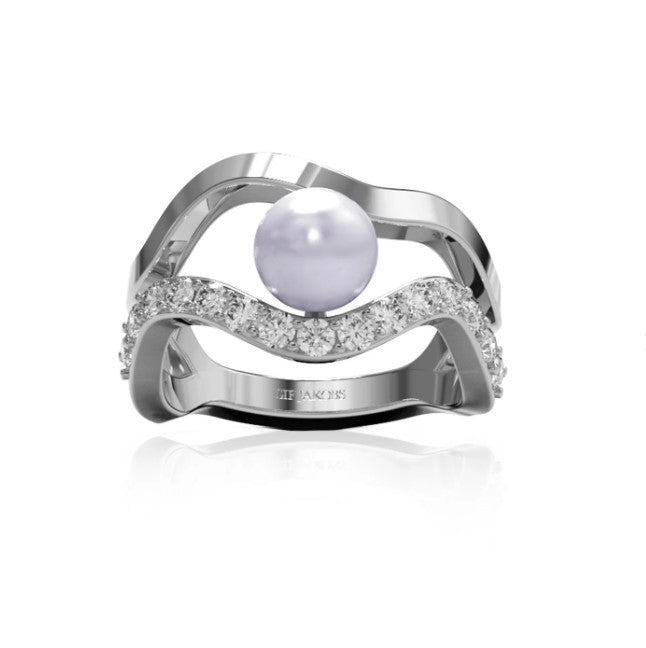 RING PONZA - WITH FRESHWATER PEARL AND WHITE ZIRKONIA