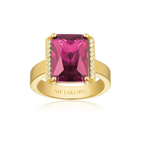 RING ROCCANOVA X-GRANDE - 18K GOLD PLATED, WITH PINK AND WHITE ZIRCONIA