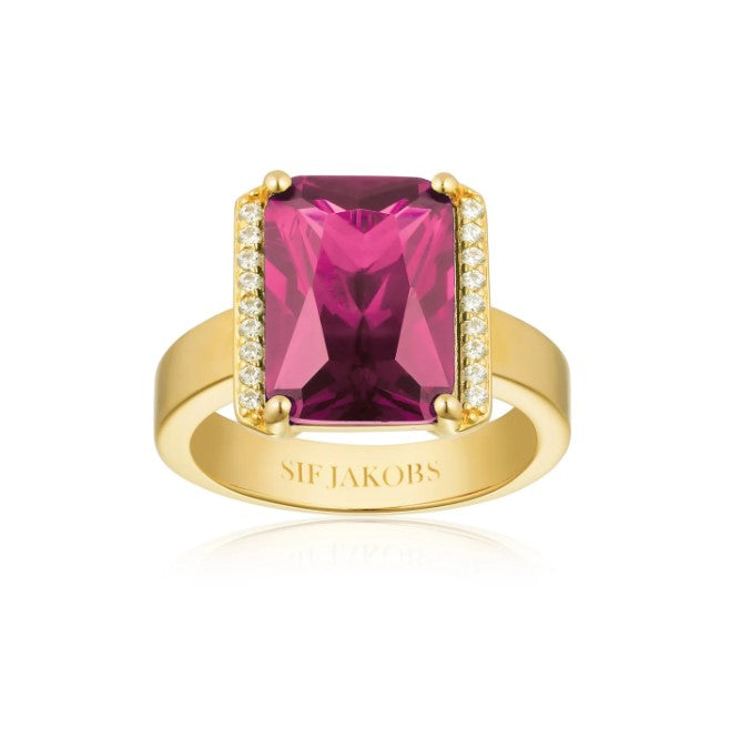 RING ROCCANOVA X-GRANDE - 18K GOLD PLATED, WITH PINK AND WHITE ZIRCONIA