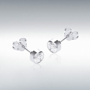 9CT WHITE GOLD 4MM CZ 4.5MM ROUND STUD EARRINGS