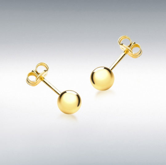 9CT YELLOW GOLD 5MM POLISHED BALL STUD EARRINGS
