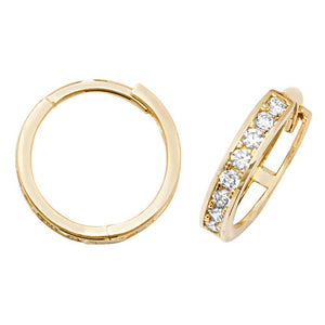 9ct Yellow Gold Hinged Cubic Zirconia Set Earring.