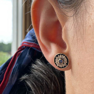 18K gold plated earrings with black enamel