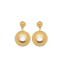 Load image into Gallery viewer, 18K Yellow Gold Plated Round Moonstone Set Earrings
