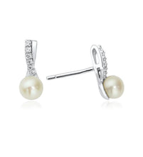 Load image into Gallery viewer, Waterford Crystal Sterling Silver White Cubic Zirconia and Pearl Set Earrings
