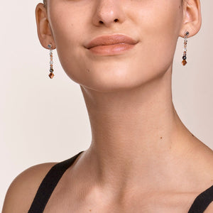 Earrings Amulet small Swarovski® Crystals & striped onyx grey-crystal