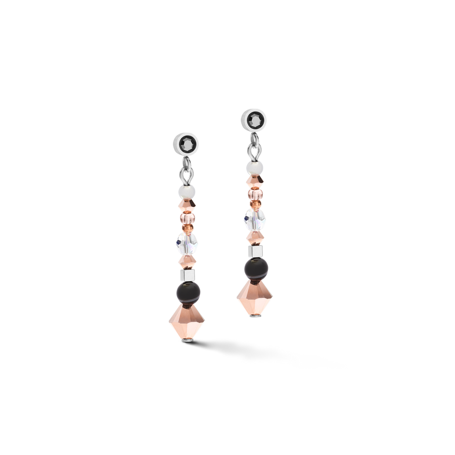Earrings Amulet small Swarovski® Crystals & striped onyx grey-crystal