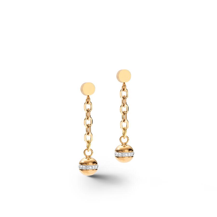 Earrings 4-in-1 Ball Stainless Steel Chain & Hematite gold