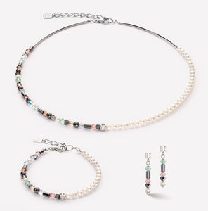 Earrings Princess Pearls Asymmetry aqua-pink
