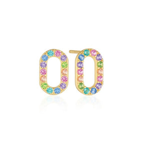 EARRINGS CAPIZZI - 18K GOLD PLATED, WITH MULTICOLOURED ZIRCONIA