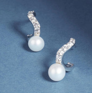 EARRINGS PONZA CREOLO - WITH FRESHWATER PEARL AND WHITE ZIRKONIA
