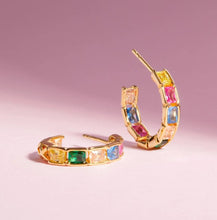 Load image into Gallery viewer, EARRINGS ROCCANOVA CIRCOLO - 18K GOLD PLATED, WITH MULTICOLOURED ZIRCONIA
