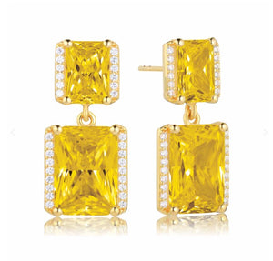 EARRINGS ROCCANOVA GRANDE - 18K GOLD PLATED, WITH YELLOW AND WHITE ZIRCONIA