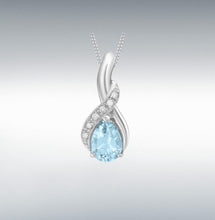 Load image into Gallery viewer, 9CT White Gold Diamond and Blue Topaz Pendant.
