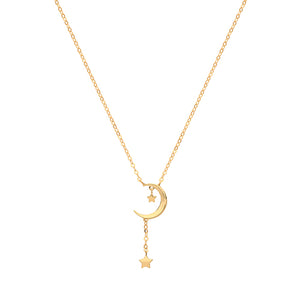 9ct Yellow Gold Moon Necklace.