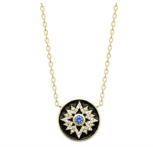 Load image into Gallery viewer, 18K gold plated necklace with black enamel
